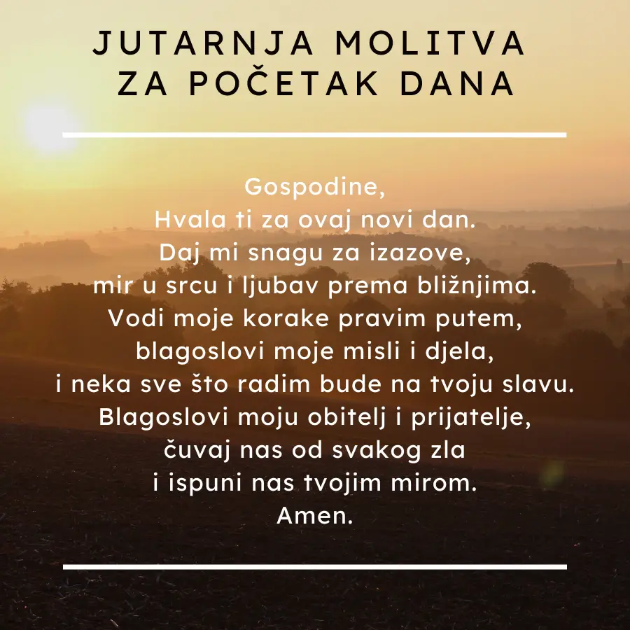 jutarnje molitve za početak dana