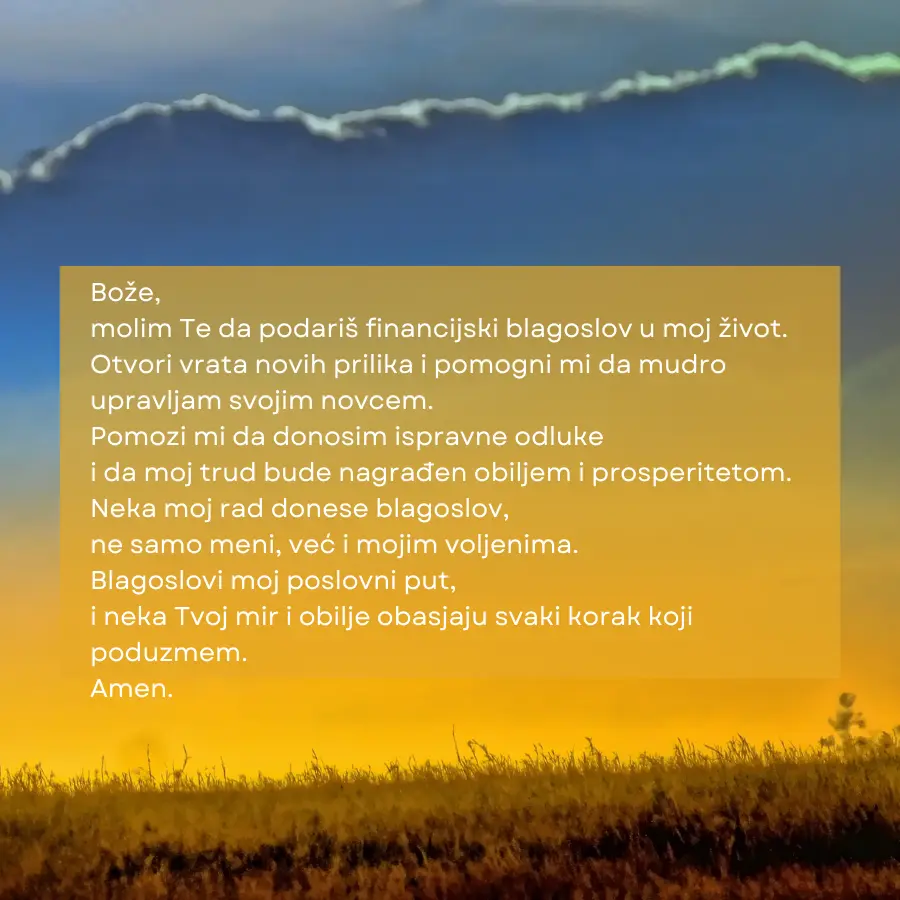 molitva za financijski blagoslov